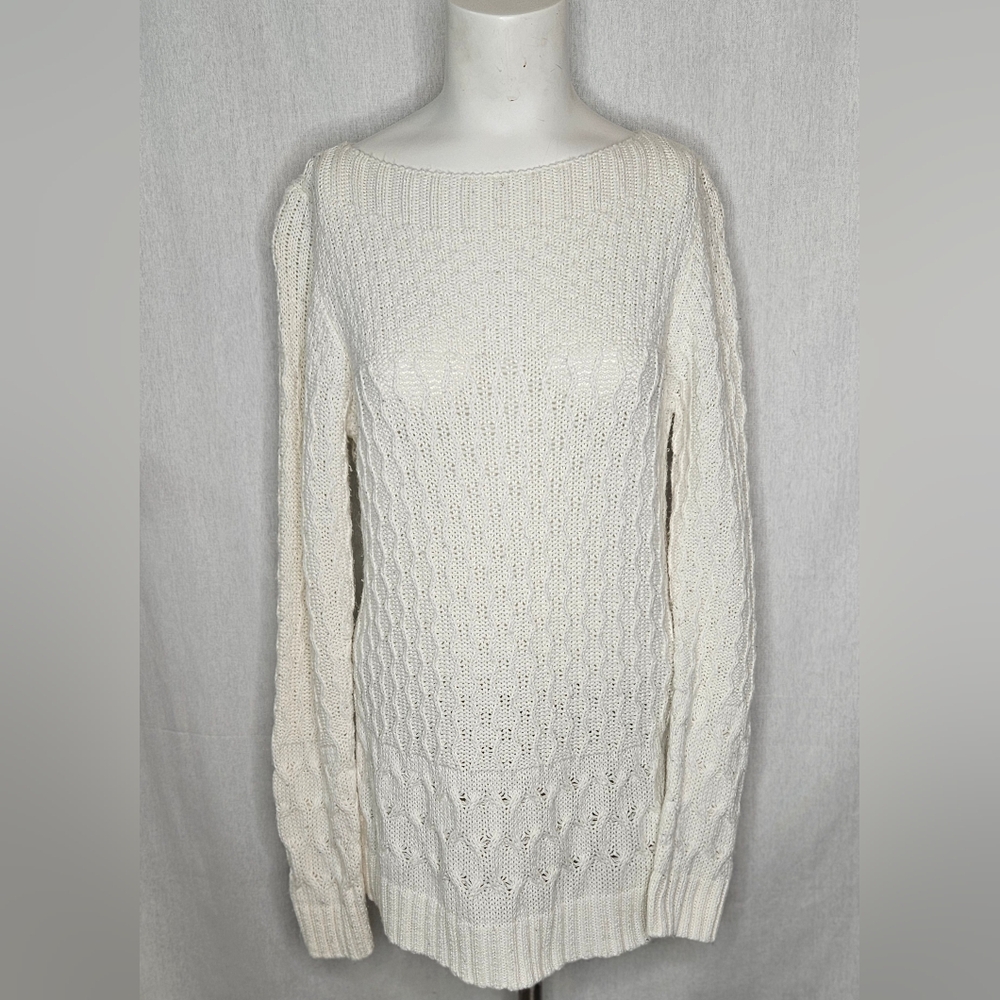 Croft & Barrow Cream Cable Knit Crewneck Long Sleeve Sweater Size M‎